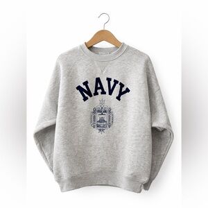 Navy Logo Kids Gray Sweatshirt